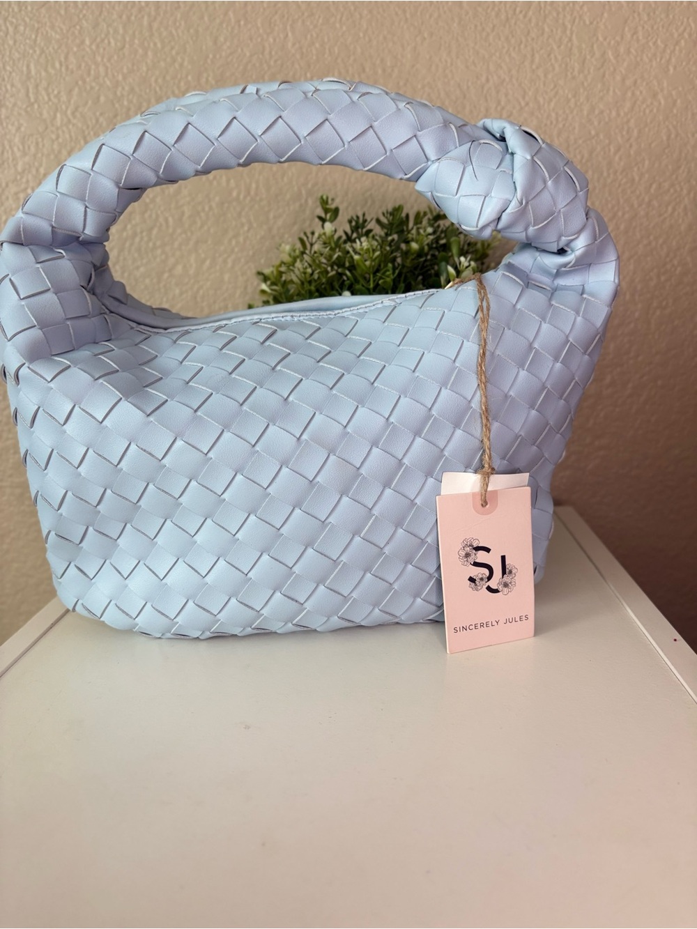 Sincerly Jules Light Blue Woven Hobo Bag - Picture 9 of 12